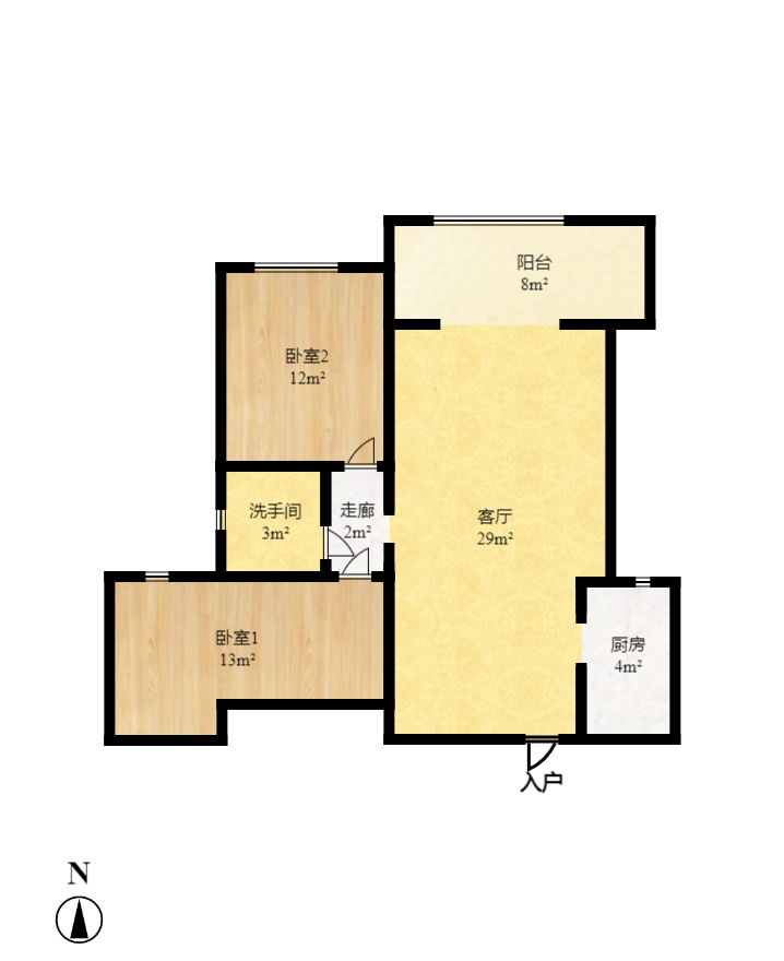 星城映象 2室1厅1卫 2300.0元/月 星城映象 2室1厅1卫 2300.0元/月户型图