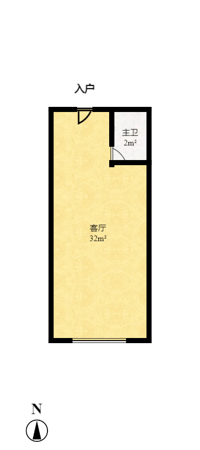 长城华都  1室1厅1卫   3200.00元/月户型图