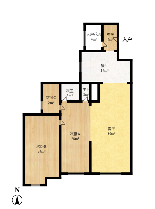 九峰远见  3室2厅2卫   2800.00元/月户型图