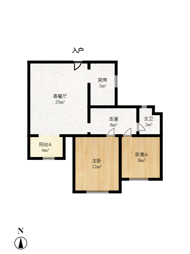 绿地之窗  2室1厅1卫   2000.00元/月户型图