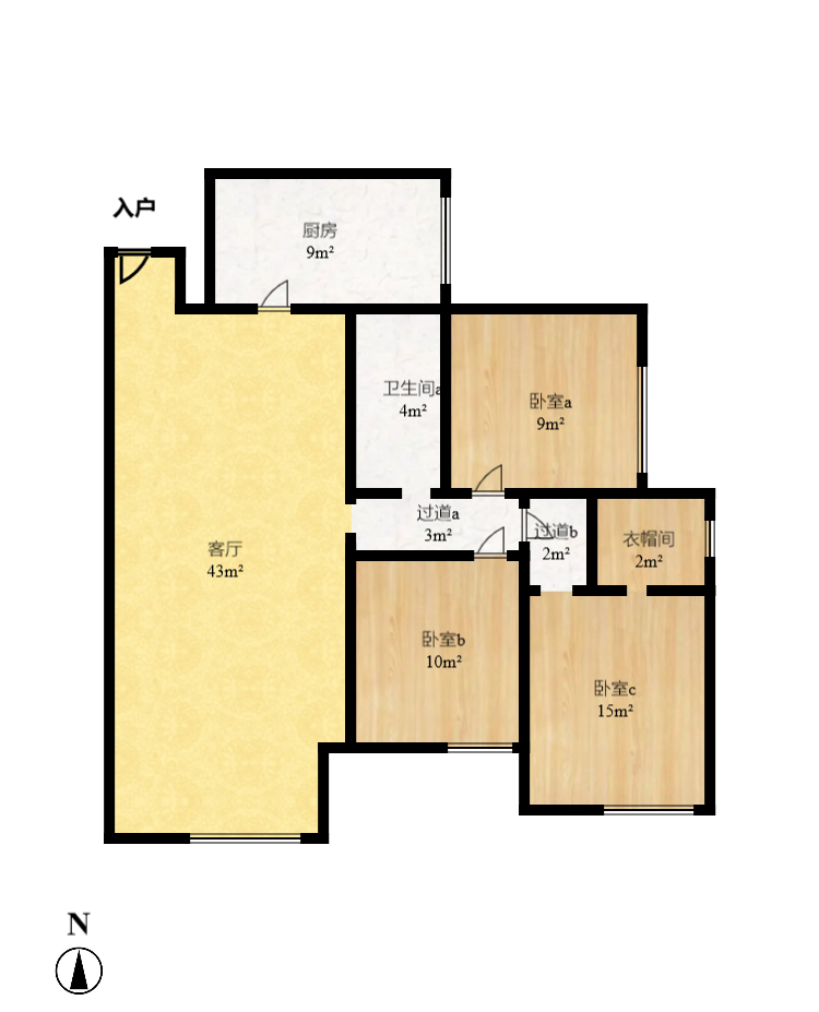 富春山  3室2厅2卫   2800.00元/月户型图
