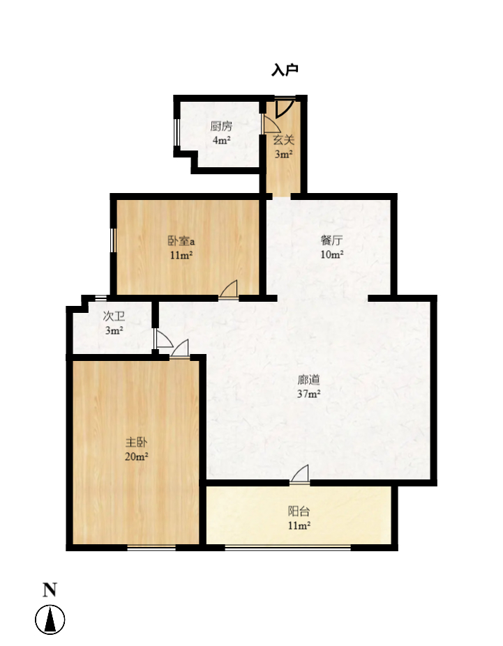 润芳园  3室2厅1卫   1800.00元/月户型图