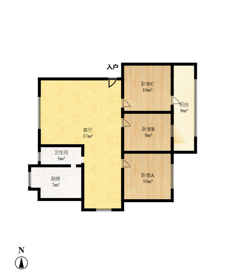 輕苑小區(qū)  3室2廳1衛(wèi)    73.8萬室內(nèi)圖1