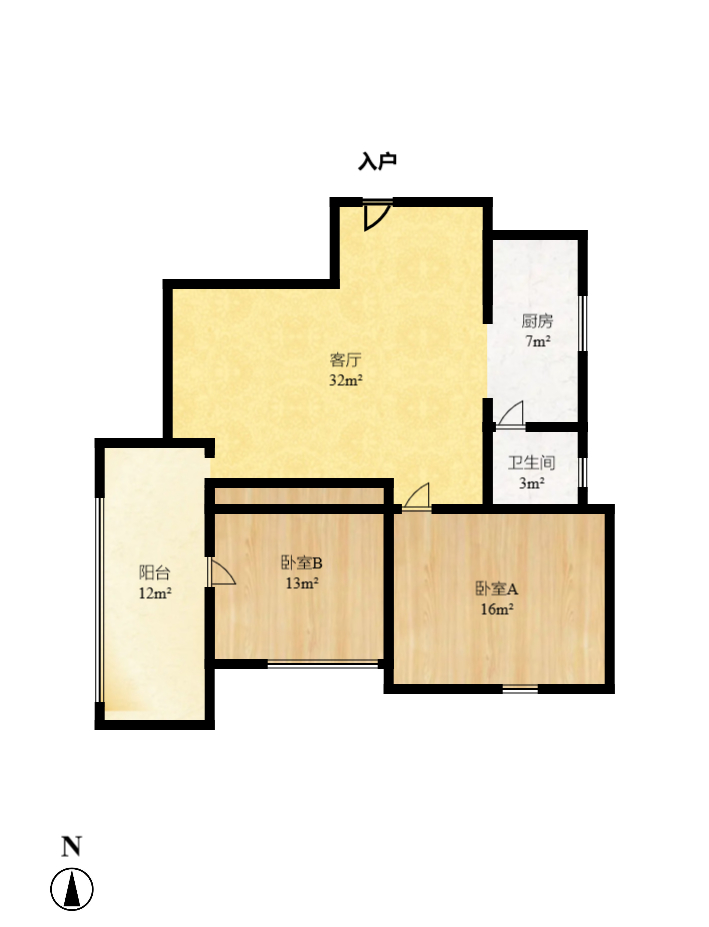汇源大厦  2室2厅1卫    135.0万室内图1
