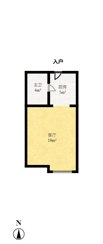 山水华景  1室1厅1卫   2000.00元/月户型图
