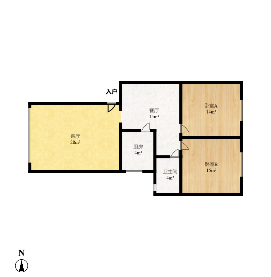 富绿新村 2室1厅1卫 500.0元/月 富绿新村 2室1厅1卫 500.0元/月户型图