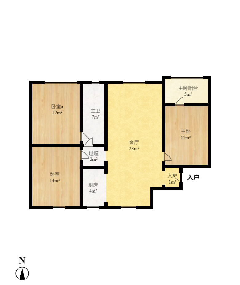 蝴蝶谷 3室2厅1卫 2000.0元/月 蝴蝶谷 3室2厅1卫 2000.0元/月户型图