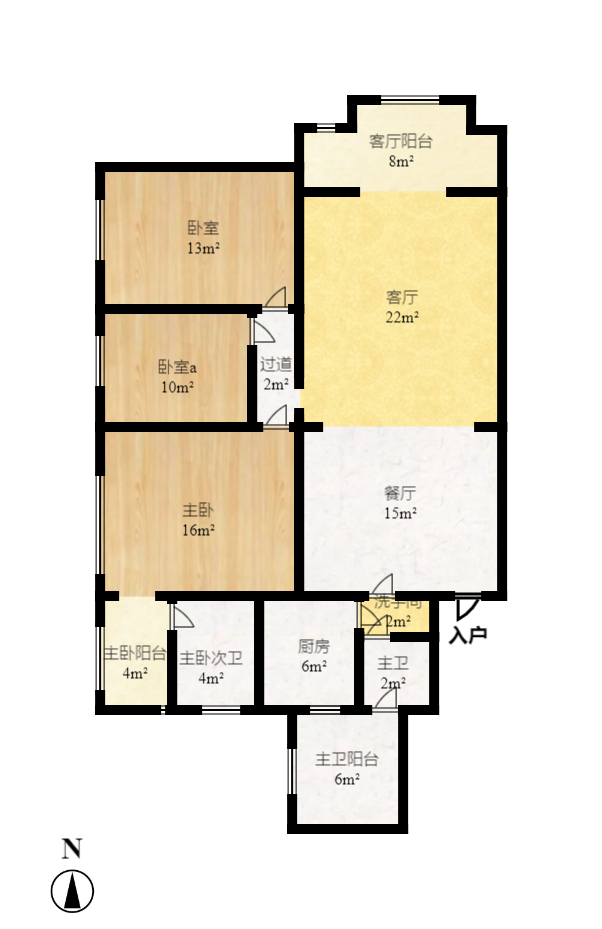 广场之星 3室2厅1卫 2000.0元/月 广场之星 3室2厅1卫 2000.0元/月户型图