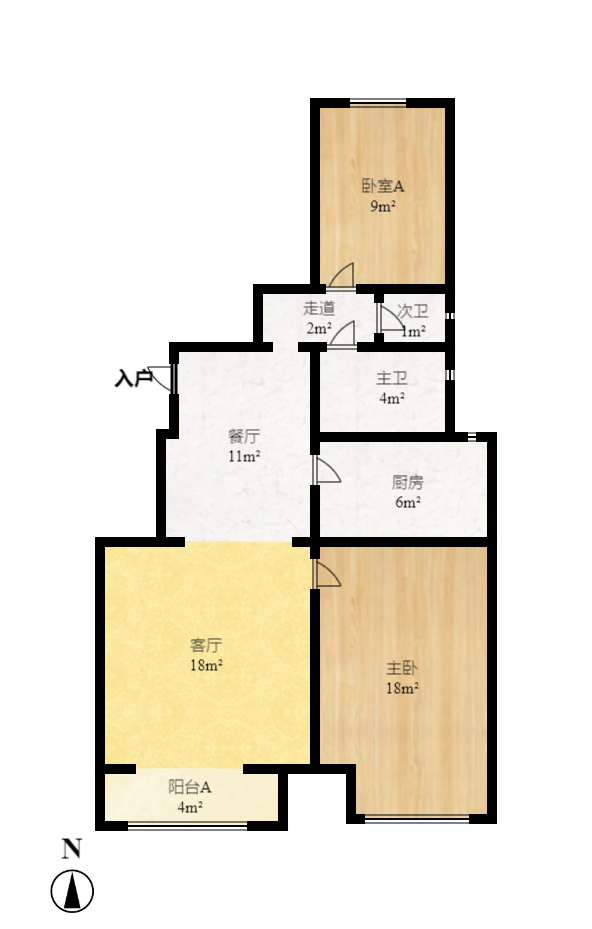 万科金域华府一期  1室1厅1卫   2350.00元/月户型图