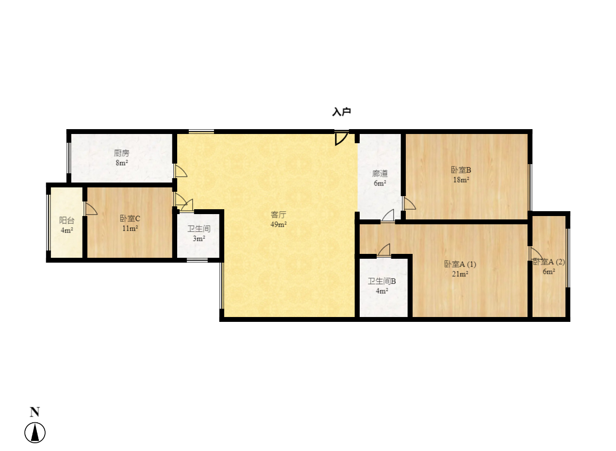 熙台岭巷散盘 2室1厅1卫 1600.0元/月 熙台岭巷散盘 2室1厅1卫 1600.0元/月户型图