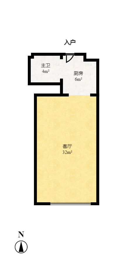 七彩丽都  1室1厅1卫   2000.00元/月户型图