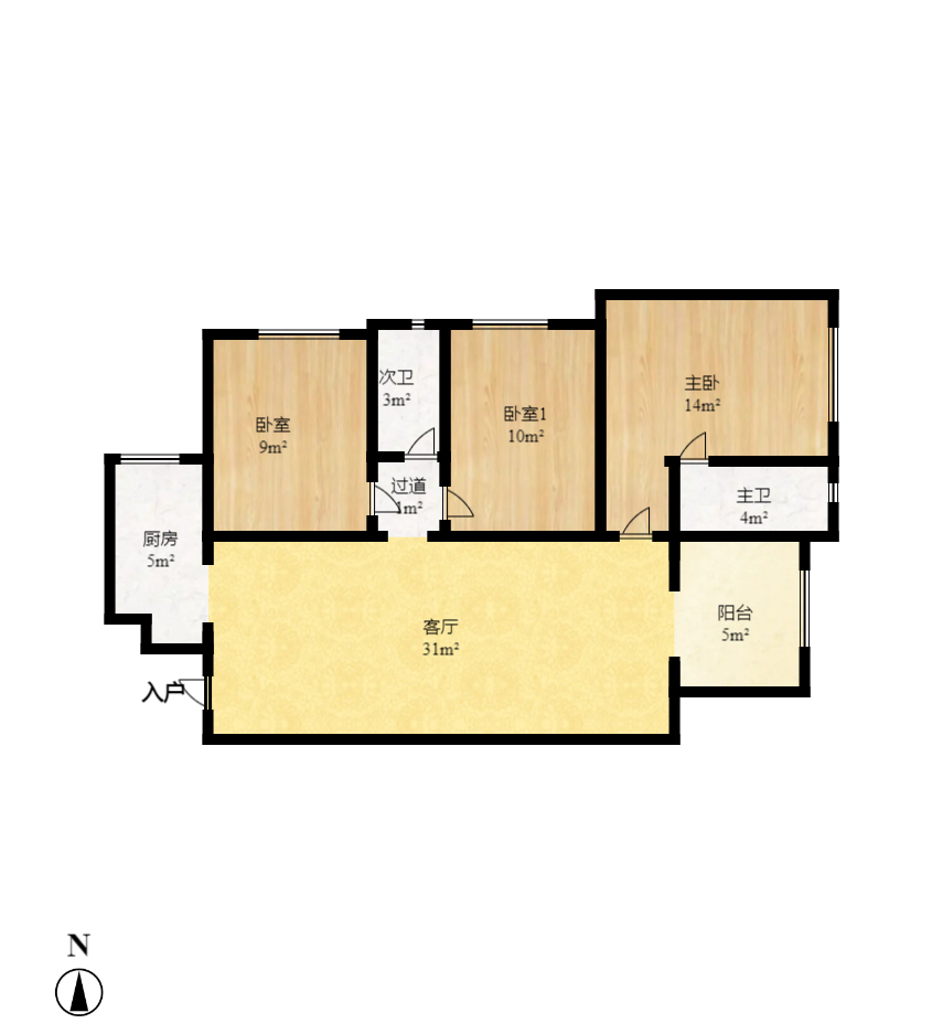 万科金域蓝湾 3室2厅2卫 2900.0元/月 万科金域蓝湾 3室2厅2卫 2900.0元/月户型图
