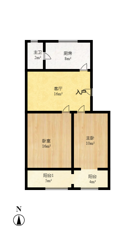 人民新村  2室1厅1卫   1450.00元/月户型图