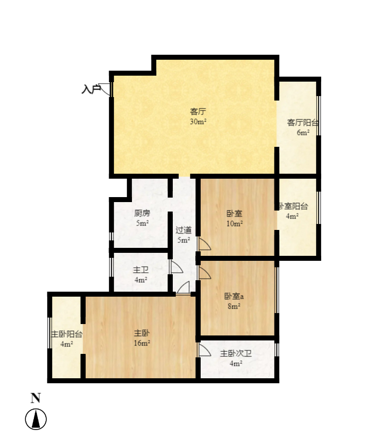尚都花园城  1室2厅2卫   2600.00元/月户型图