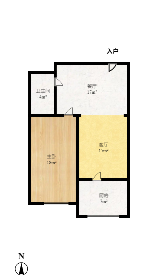 观湖公寓  1室1厅1卫   1300.00元/月室内图1