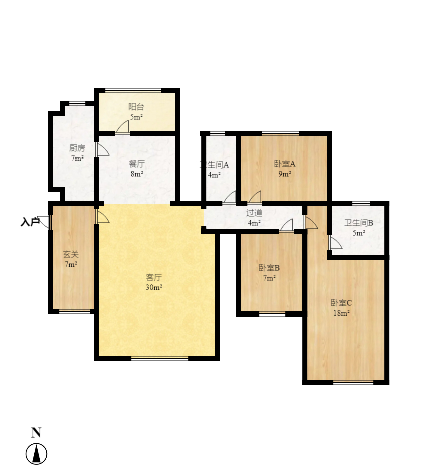 圣爵菲斯  3室2厅2卫   2000.00元/月户型图