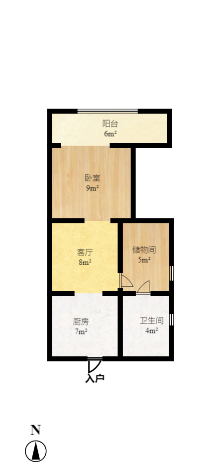 金土地第一湾  1室1厅1卫   57.00万室内图1