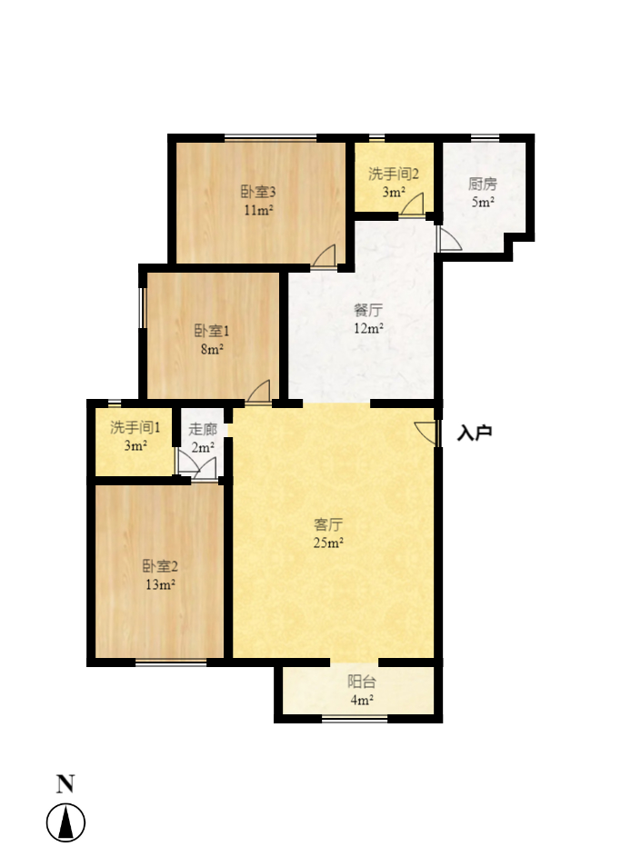 丰园城（鄱阳小区二期）  3室2厅2卫   1800.00元/月户型图