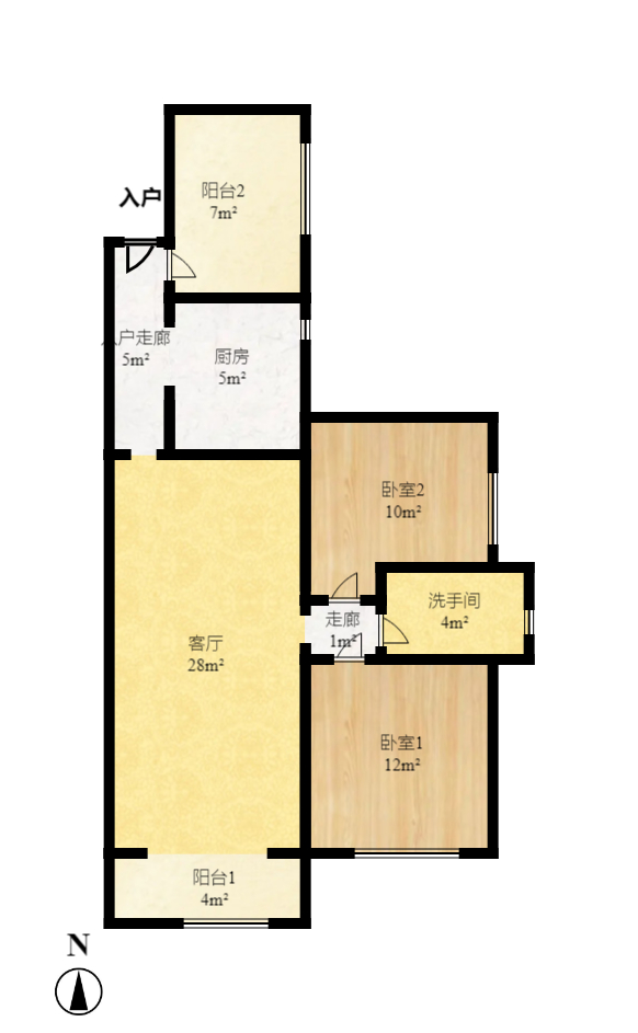 中豪城南时代（中豪南苑）  3室1厅1卫   1900.00元/月户型图