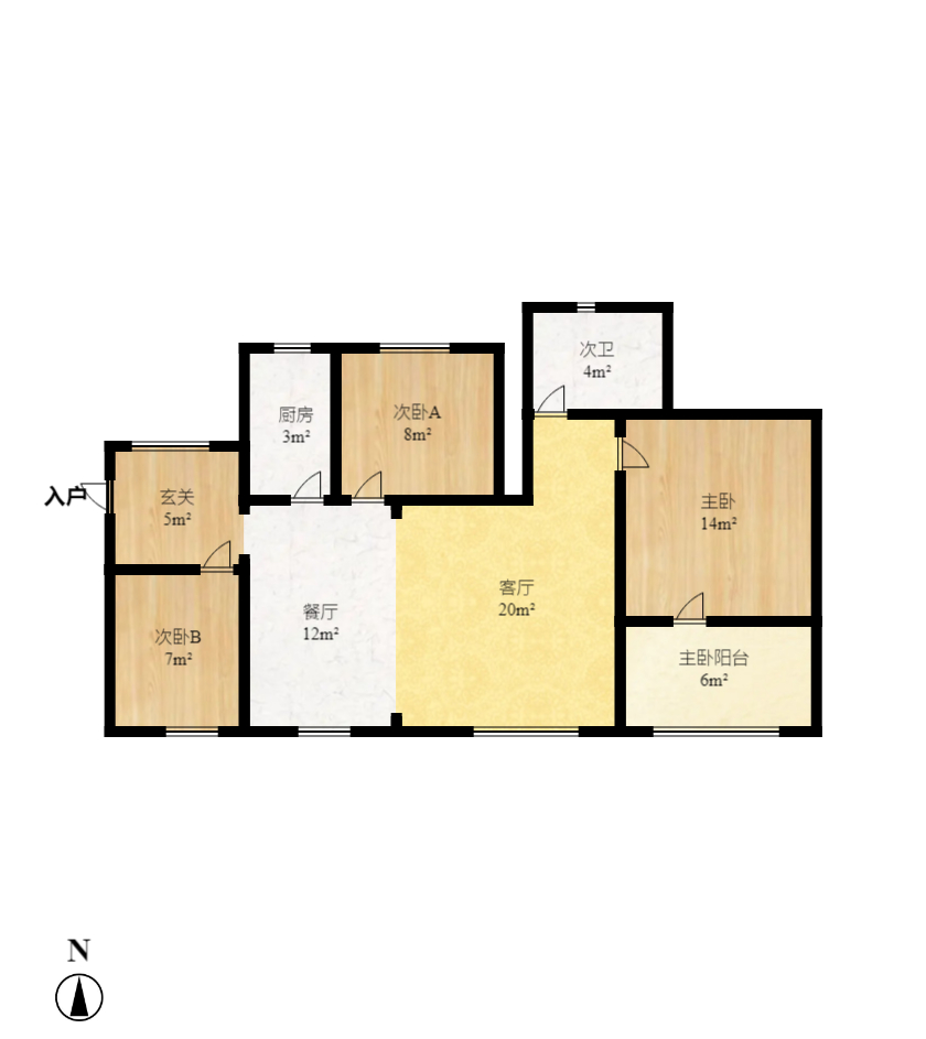 华润凤凰城二期  3室2厅1卫   1700.00元/月户型图