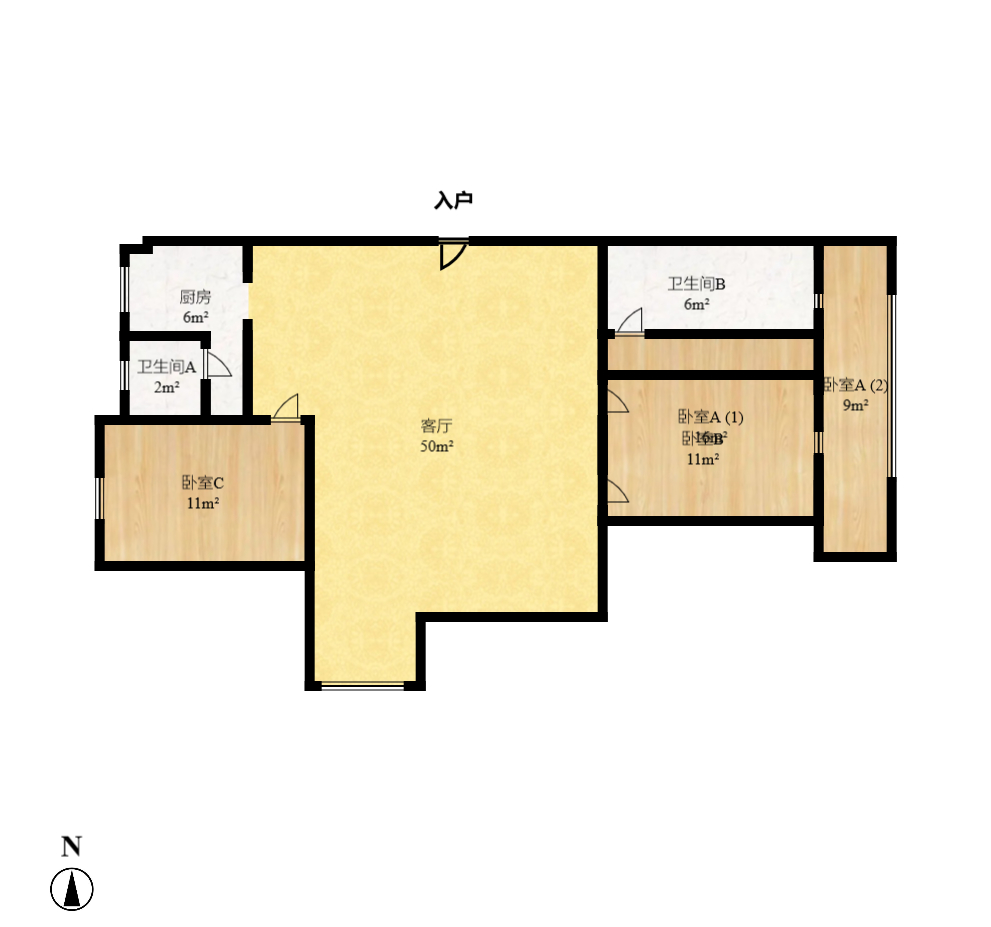 都江新城（都江新苑）  3室2厅2卫   3300.00元/月户型图