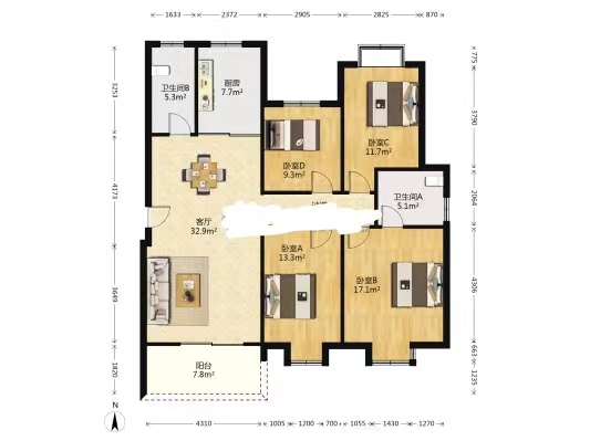 枫溪苑 4室2厅2卫 75.0万 枫溪苑 4室2厅2卫 75.0万客厅