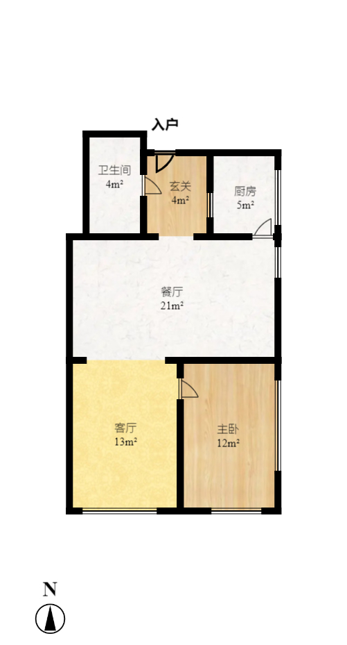 长房时代城  1室1厅1卫   53.80万室内图1