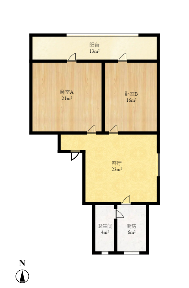 仰天湖二十三冶宿舍 2室1厅1卫 1400.0元/月 仰天湖二十三冶宿舍 2室1厅1卫 1400.0元/月户型图