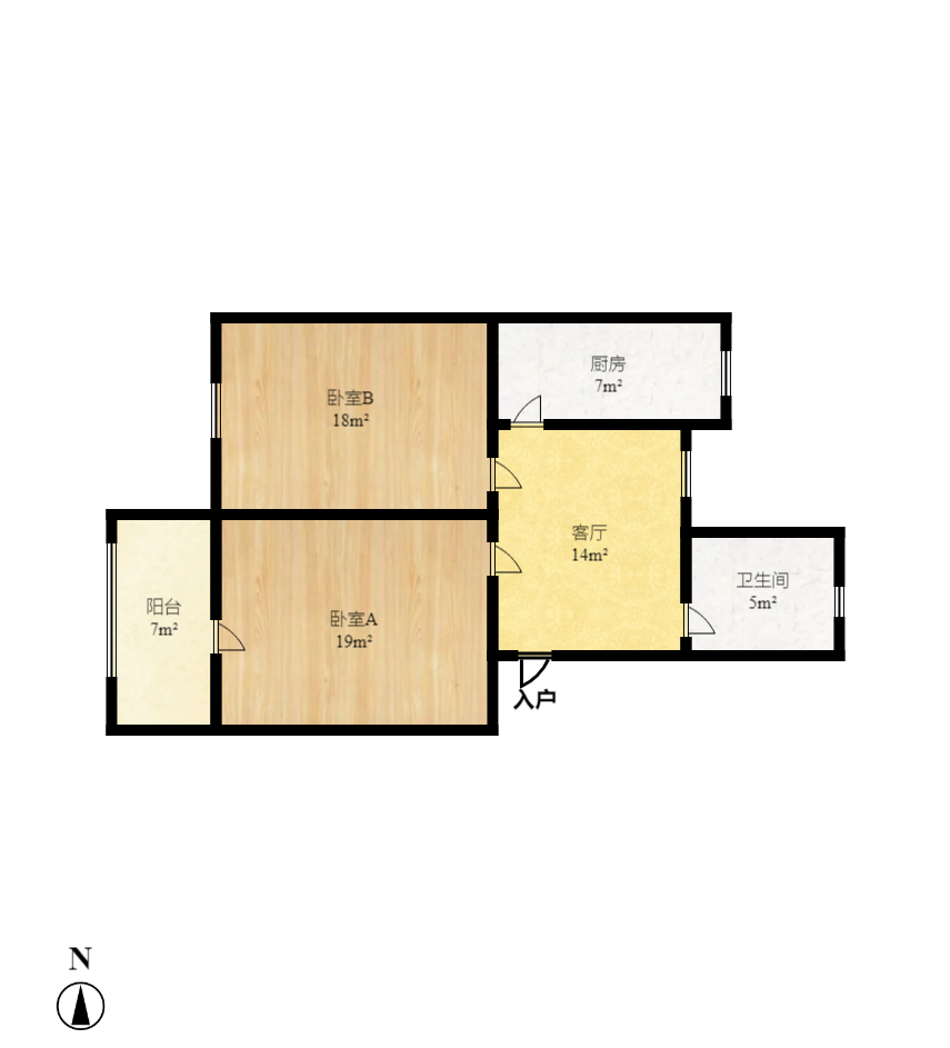 浦沅生活一區(qū)  2室1廳1衛(wèi)   1300.00元/月戶型圖