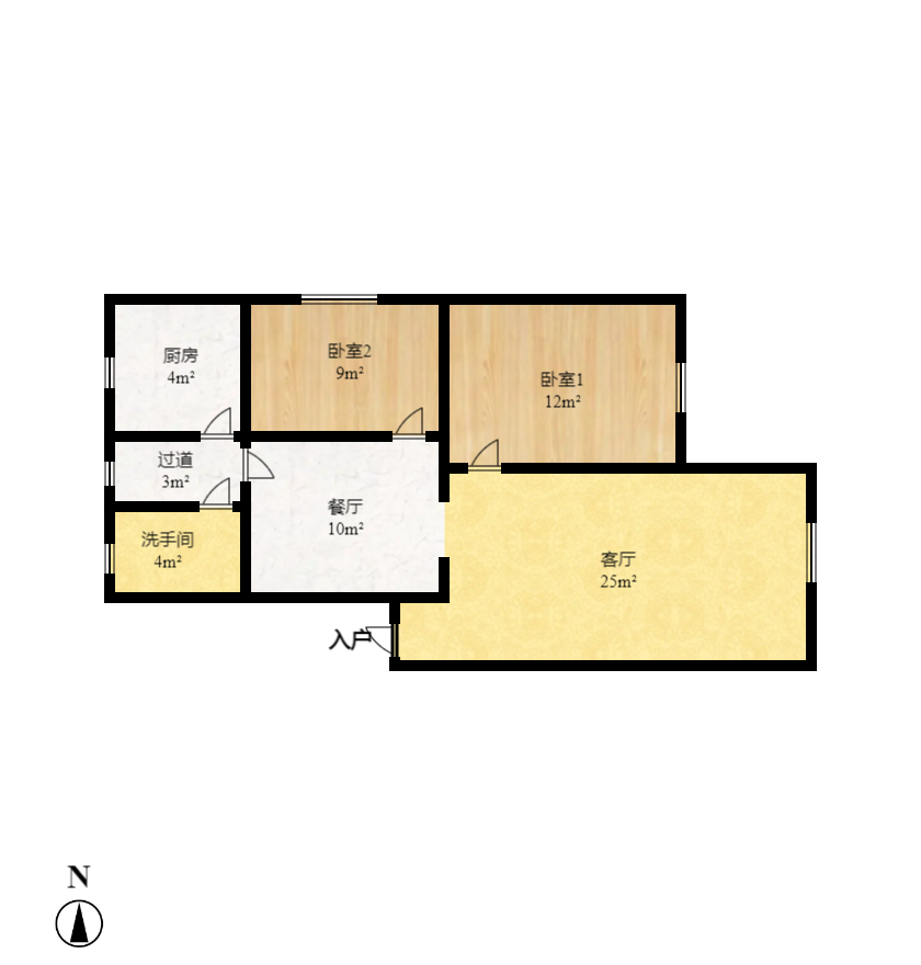 桂花二村 2室2厅1卫 1700.0元/月 桂花二村 2室2厅1卫 1700.0元/月户型图