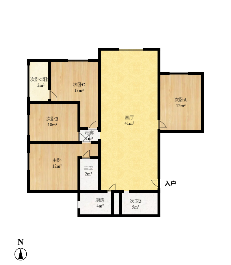 圆梦康乐城 3室2厅2卫 2600.0元/月 圆梦康乐城 3室2厅2卫 2600.0元/月户型图