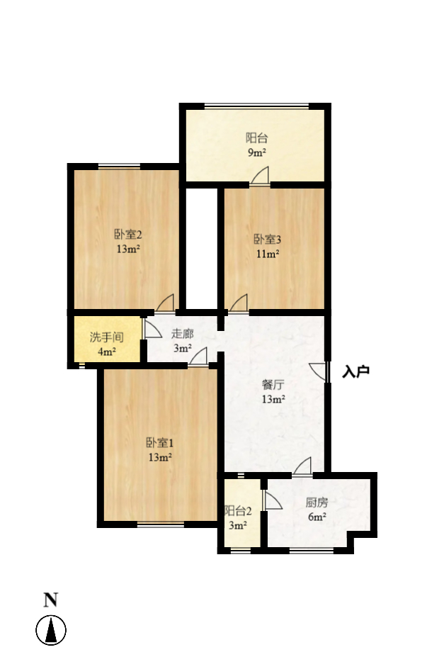 三江花中城 2室2厅1卫 2200.0元/月 三江花中城 2室2厅1卫 2200.0元/月户型图