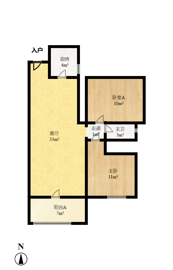 黎郡新宇熙春园 2室1厅1卫 1380.0元/月 黎郡新宇熙春园 2室1厅1卫 1380.0元/月户型图