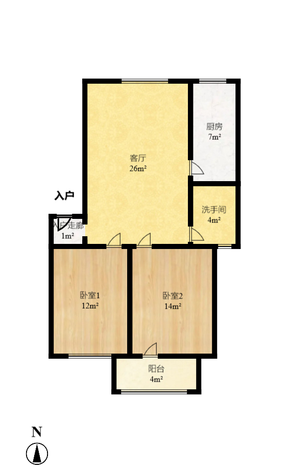 兰景花园  2室1厅1卫   58.00万室内图1
