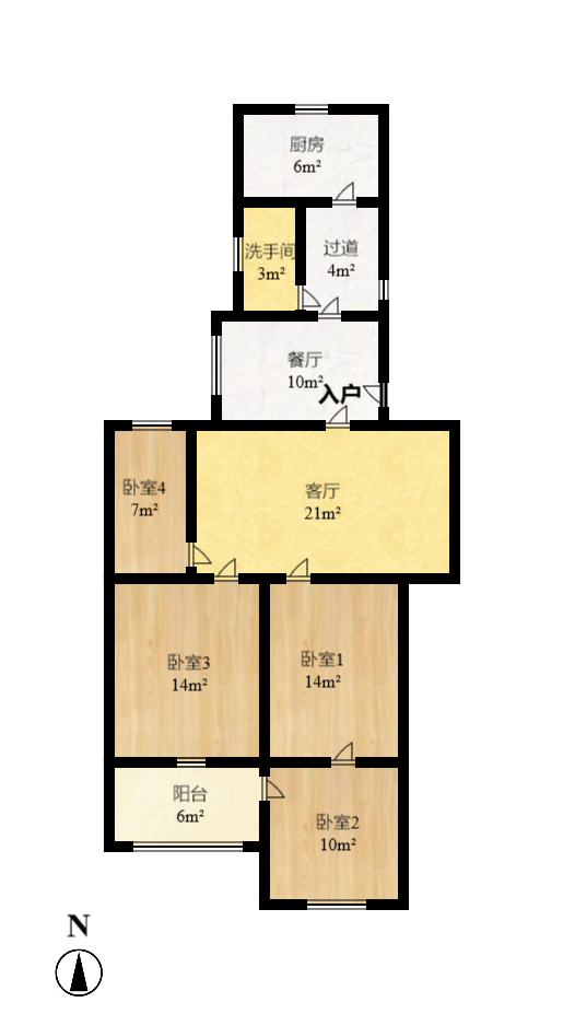 小林子冲社区 4室2厅1卫 2300.0元/月 小林子冲社区 4室2厅1卫 2300.0元/月户型图