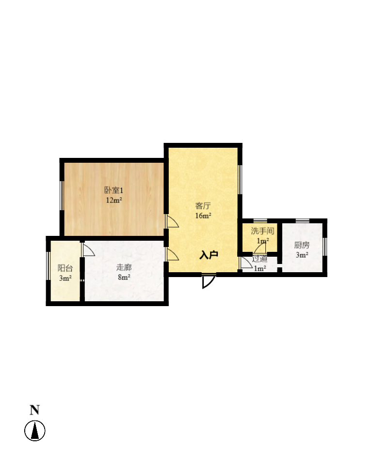 省机械工业学院（湖南工业职业学院雨花校区）  2室1厅1卫   1600.00元/月户型图