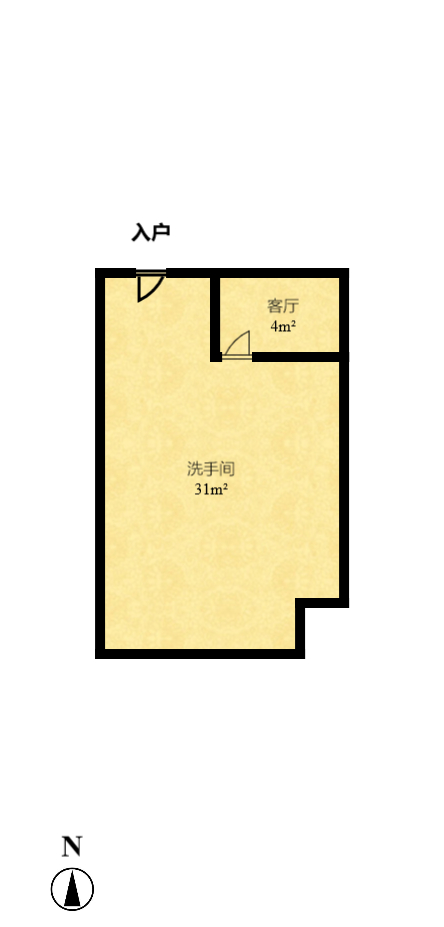 达美溪湖湾  1室2厅1卫   3500.00元/月户型图