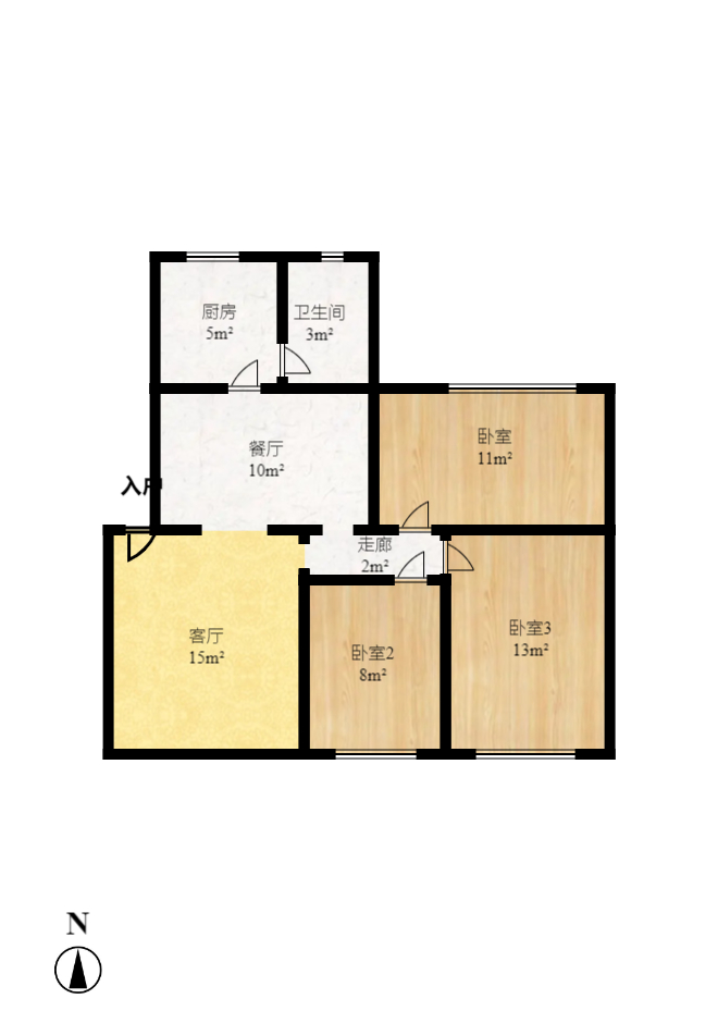 湖南师大张公岭校区宿舍 3室2厅1卫 1500.0元/月 湖南师大张公岭校区宿舍 3室2厅1卫 1500.0元/月户型图