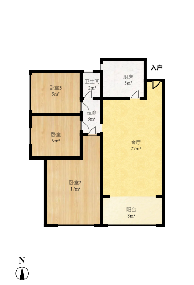 才子佳郡 3室2厅1卫 1900.0元/月 才子佳郡 3室2厅1卫 1900.0元/月户型图