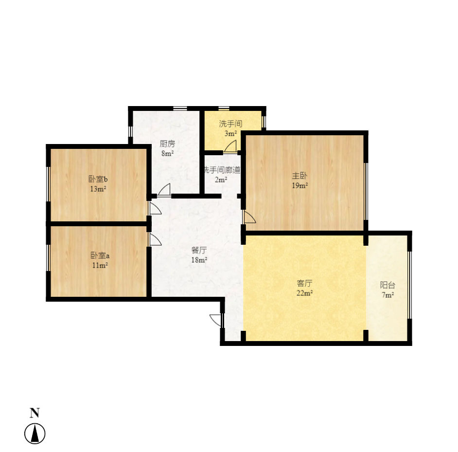 阳明山庄  3室2厅2卫   2400.00元/月户型图