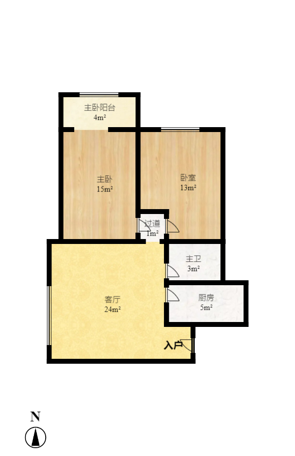 山水华景  2室1厅1卫   2200.00元/月户型图