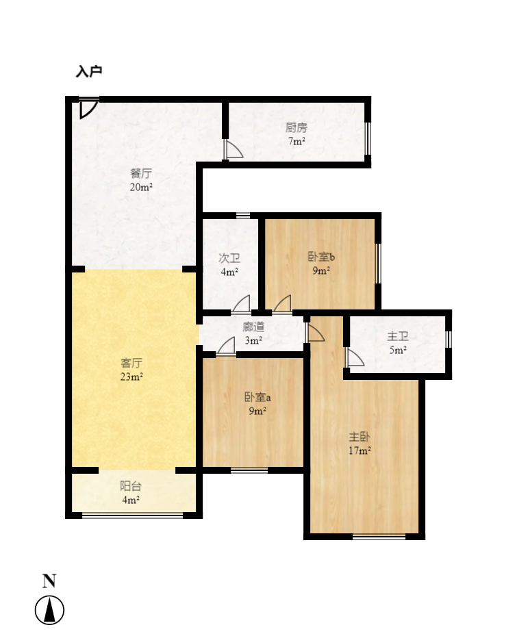 达美D6区  3室2厅2卫   110.00万室内图1