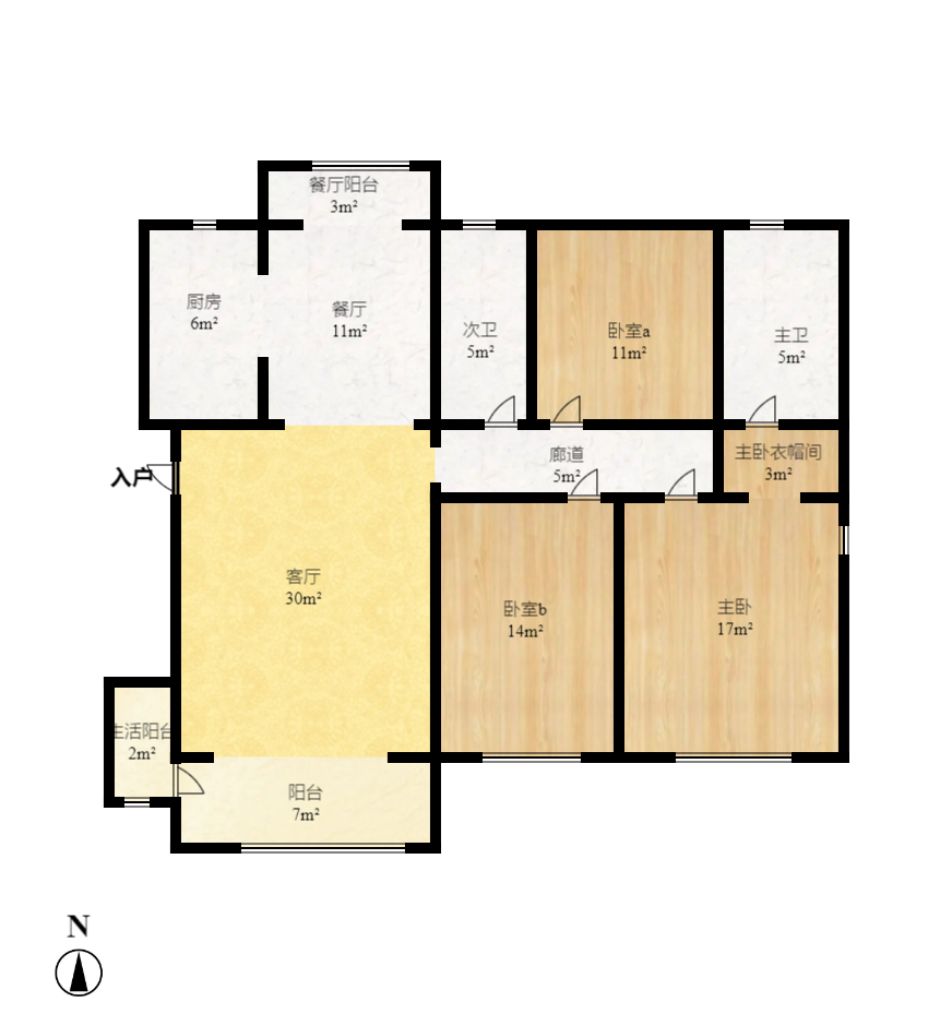 晟通牡丹舸  3室2厅2卫   5500.00元/月户型图