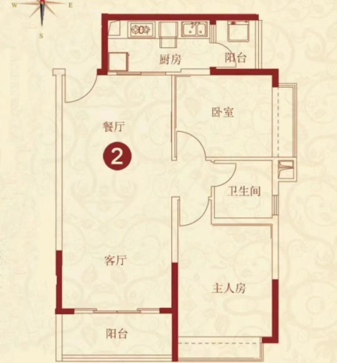 中建岳阳中心  2室2厅1卫   2000.00元/月室内图1