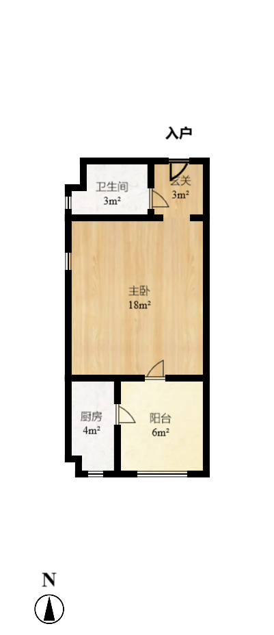 和隆花半里  1室1厅0卫   1600.00元/月户型图