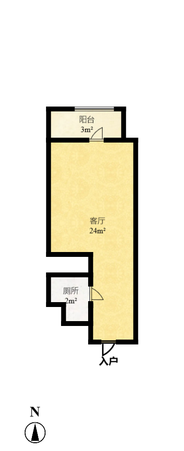 中海阅江府  1室1厅1卫   2100.00元/月室内图1