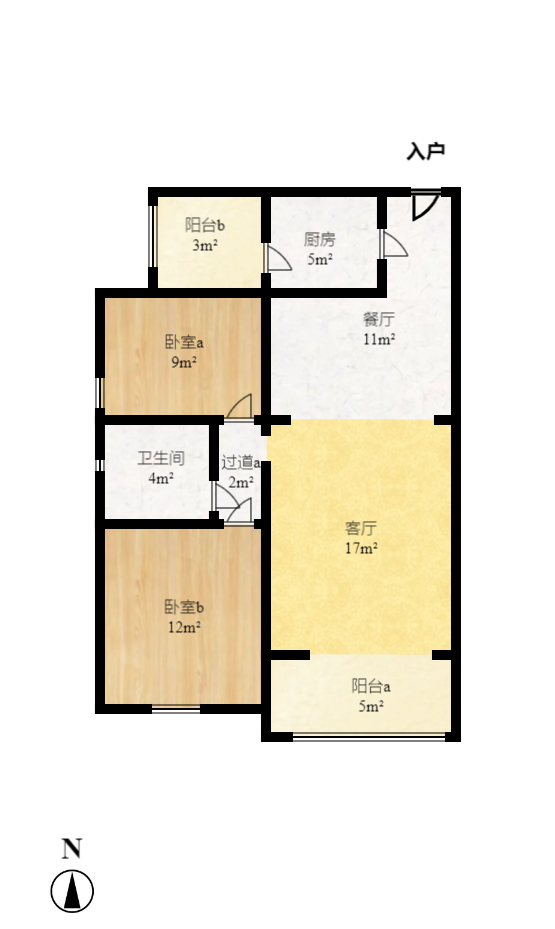 佳兆业水岸新都  2室2厅1卫    1350.0元/月户型图