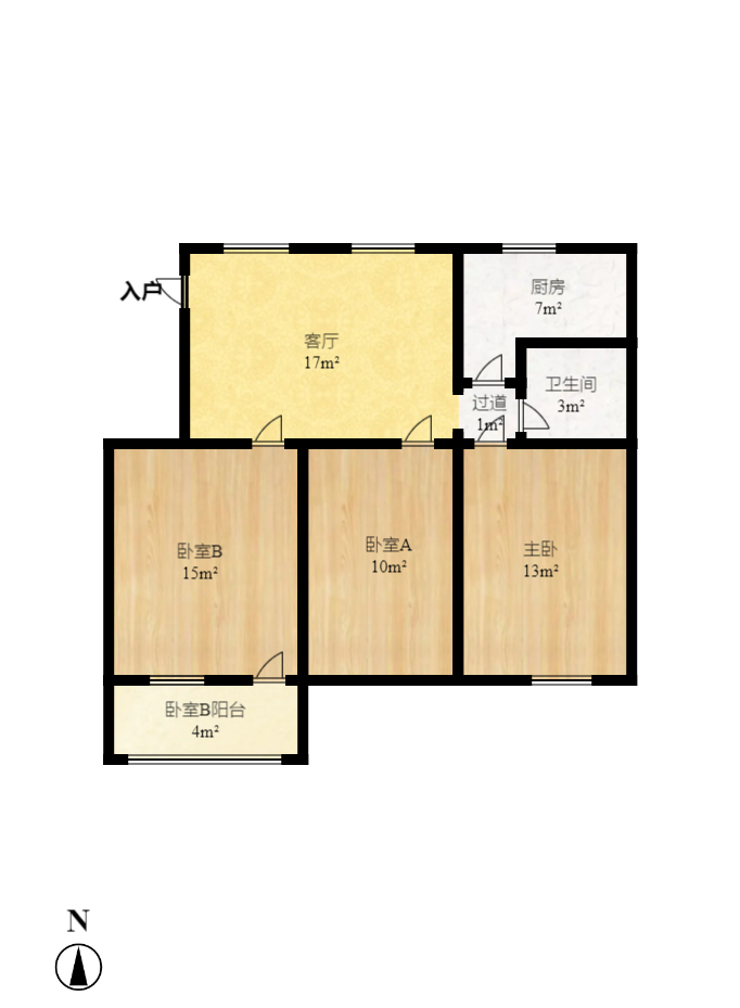 湘仪家园  3室2厅1卫   1700.00元/月室内图1