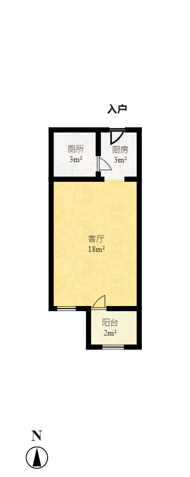 蓝光雍锦阁  1室1厅1卫    1700.0元/月户型图