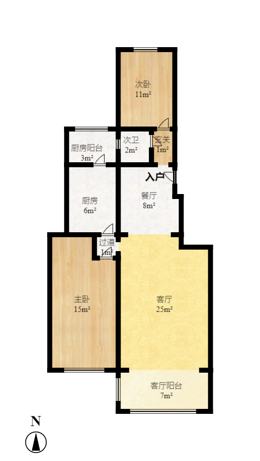 金色山庄  2室2厅1卫    2350.0元/月户型图
